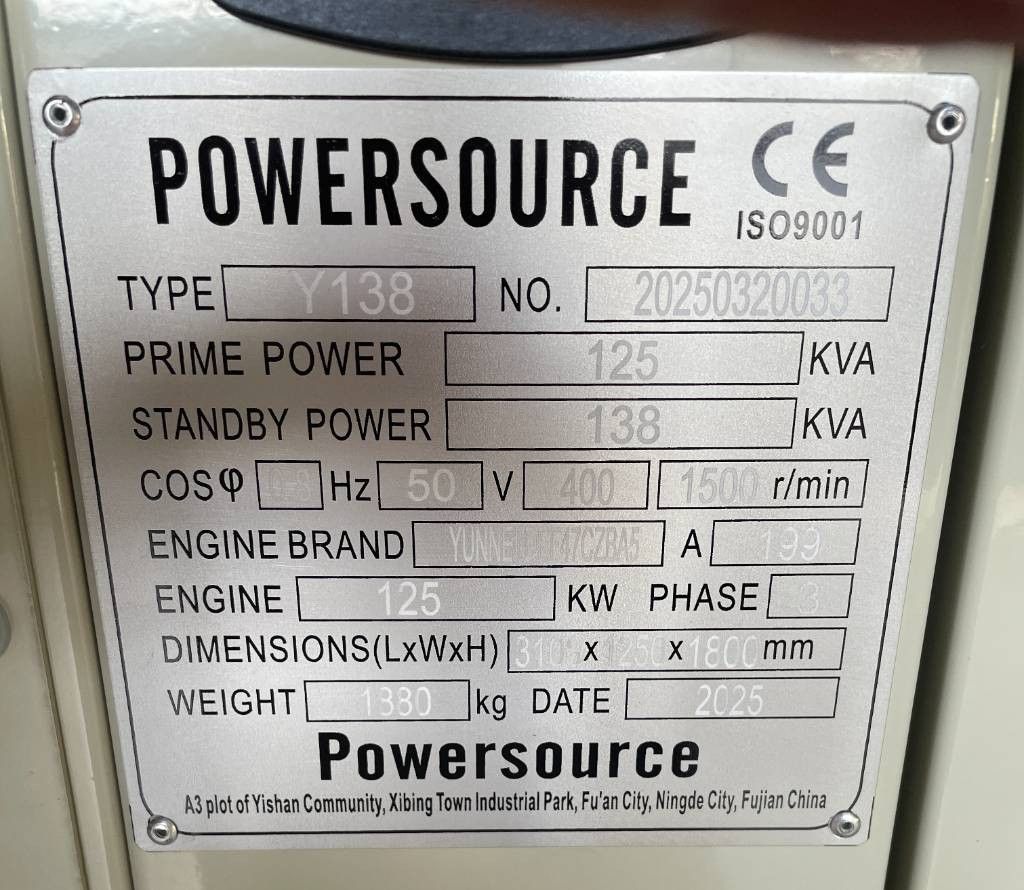 Yunnei DEF47CZBA5 - 138 kVA Stage V - DPX-19888
