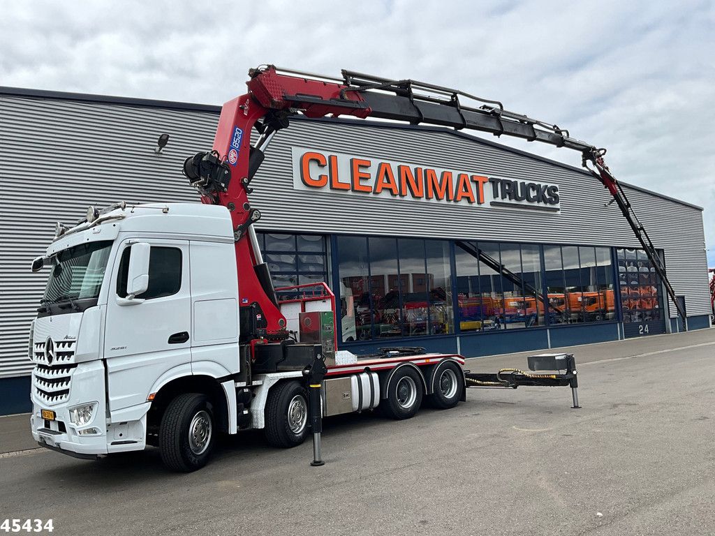 Mercedes-Benz Arocs 3251 8x4 Euro 6 Retarder HMF 85 Tonmeter laadkraan Fly-Jib