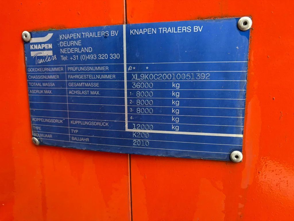 Knapen Trailers K200 93m3 10MM Cargo floor Liftas, very good condition