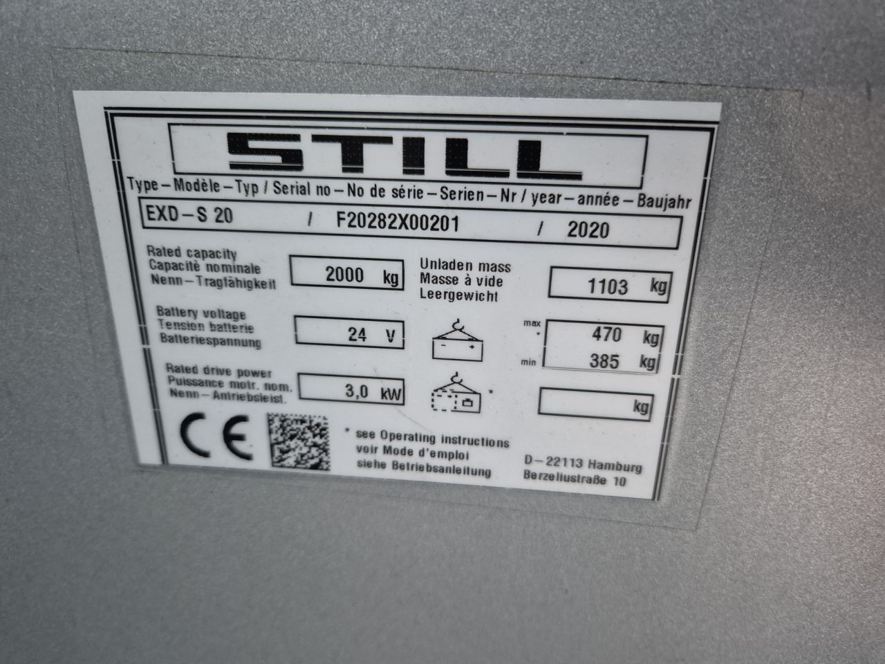STILL EXD-S20 stapelaar hefhoogte 1,58 m