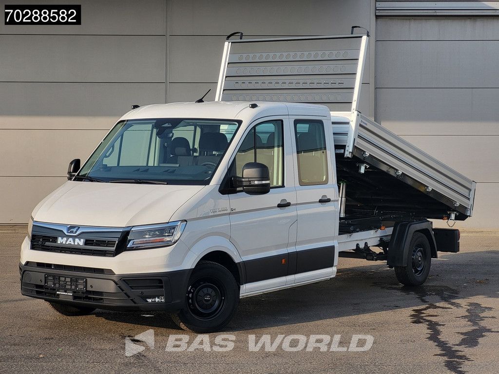 MAN TGE 3.180 Driezijdige Kipper Automaat Dubbel Cabine 2025 Facelift 180PK Trekhaak LED Navi ACC Airco Cruise Euro6 Kipper Tippe Benne Kieper DC Doka Mixto 3m3 Airco Trekhaak
