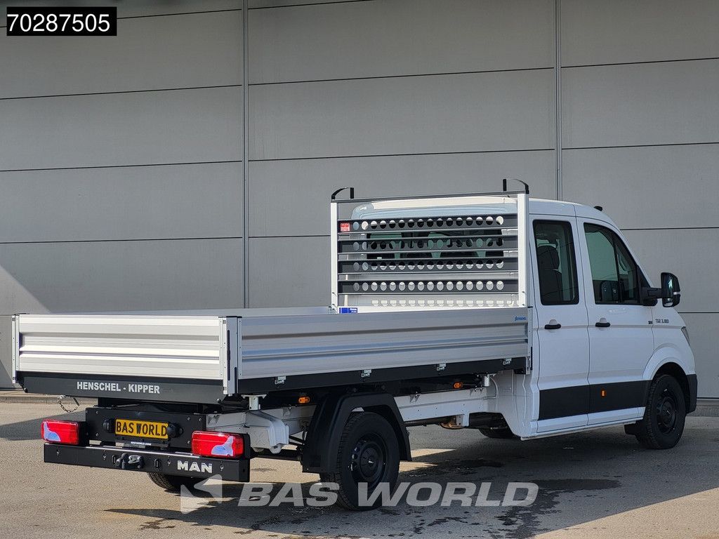 MAN TGE 3.180 Driezijdige Kipper Automaat Dubbel Cabine 2025 Facelift 180PK Trekhaak LED Navi ACC Airco Cruise Euro6 Kipper Tippe Benne Kieper DC Doka Mixto 3m3 Airco Trekhaak Cruise control