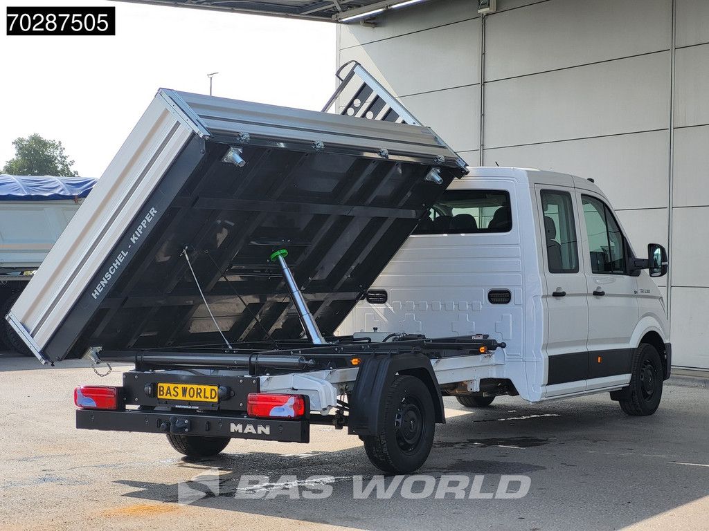 MAN TGE 3.180 Driezijdige Kipper Automaat Dubbel Cabine 2025 Facelift 180PK Trekhaak LED Navi ACC Airco Cruise Euro6 Kipper Tippe Benne Kieper DC Doka Mixto 3m3 Airco Trekhaak Cruise control