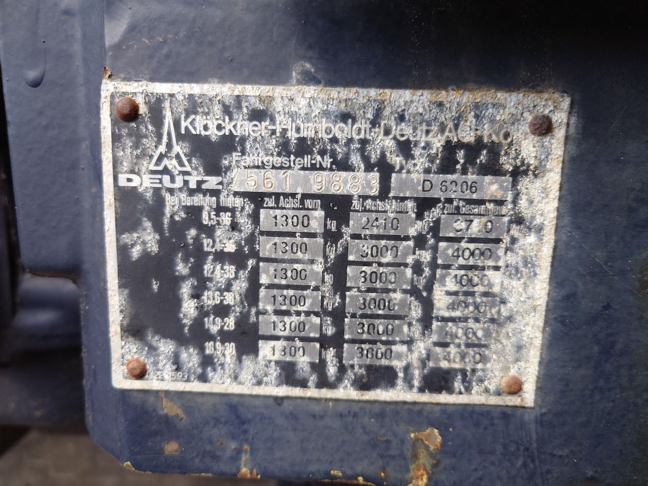 Deutz 6206 2wd NL-Nummernschild