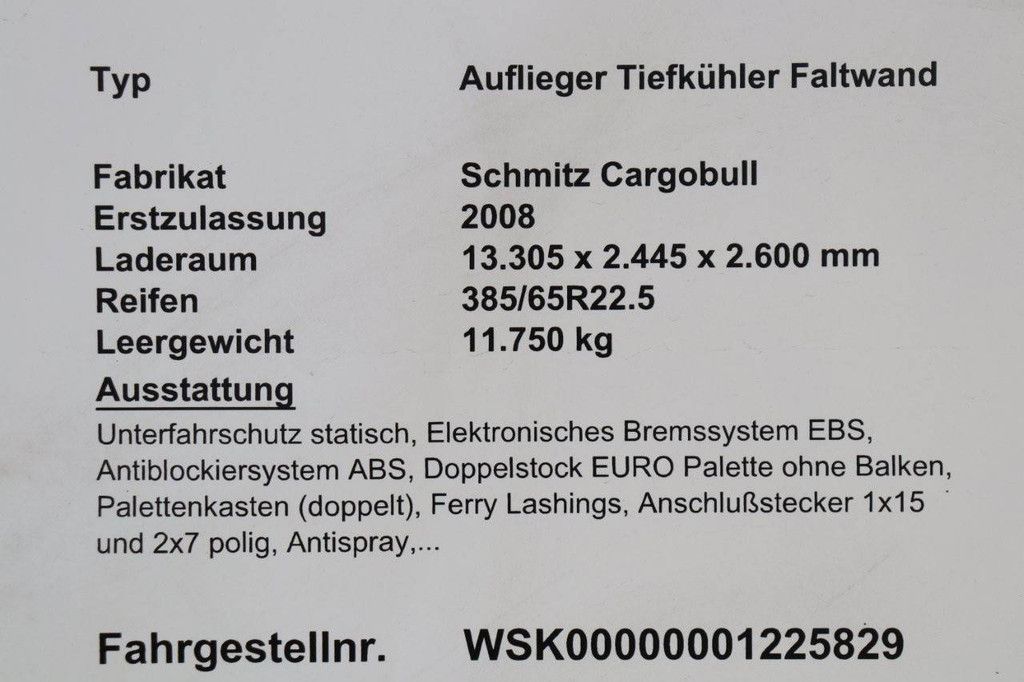 Reefer Trailer Schmitz Cargobull SKO 24 2008