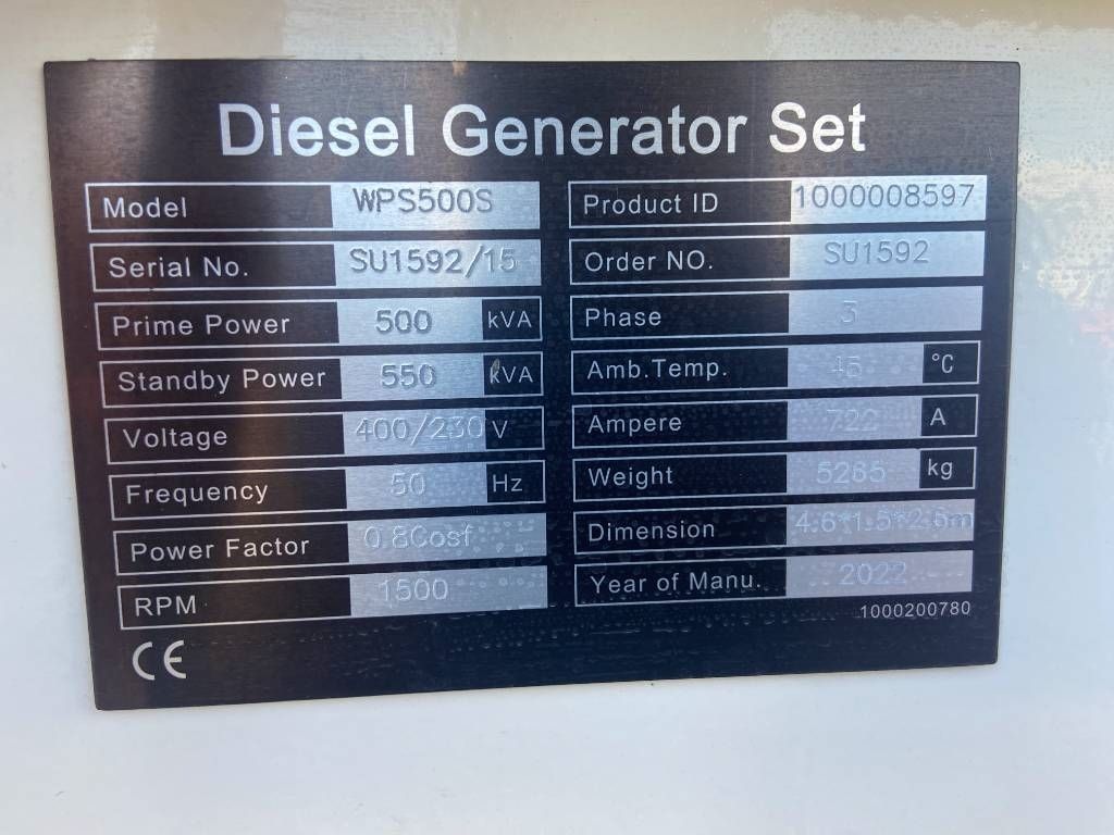 Perkins 2506C-E15TAG2 - 550 kVA Surplus genset - DPX-20019
