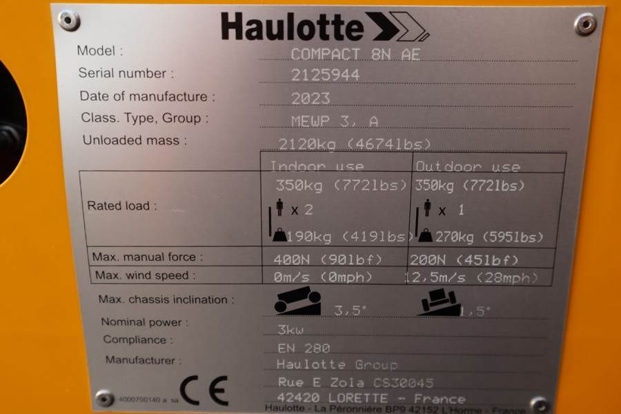 Haulotte Compact 8N Valid inspection, *Guarantee! 8m Workin