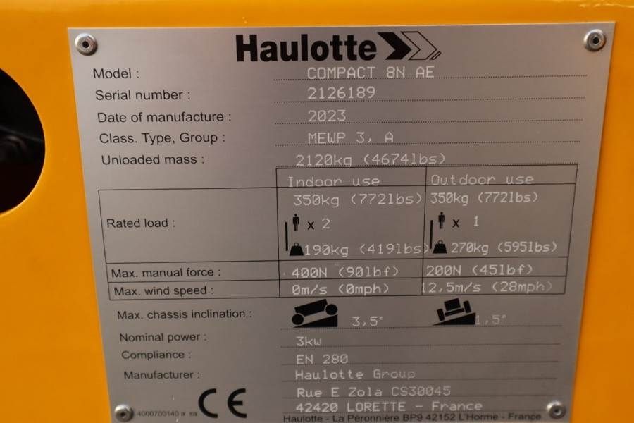 Haulotte Compact 8N Valid inspection, *Guarantee! 8m Workin