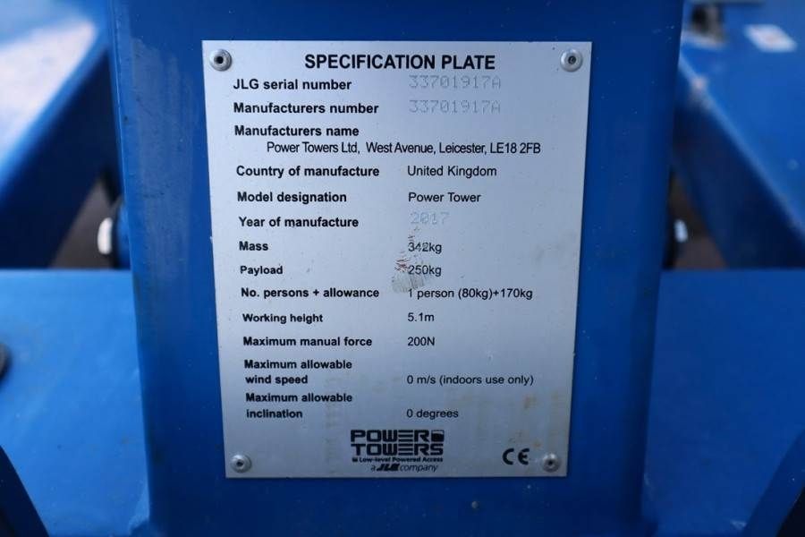 JLG Power Tower Electric, 5.10m Working Height, 250kg
