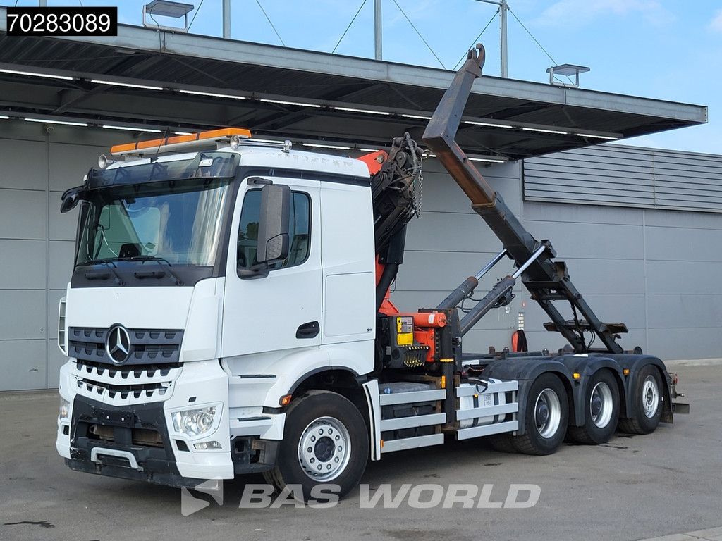 Mercedes Actros Arocs 3245 8X4 Palfinger PK22002 EH Crane 17tons hooklift Big-Axle Lift+Lenkachse Navi Euro 6