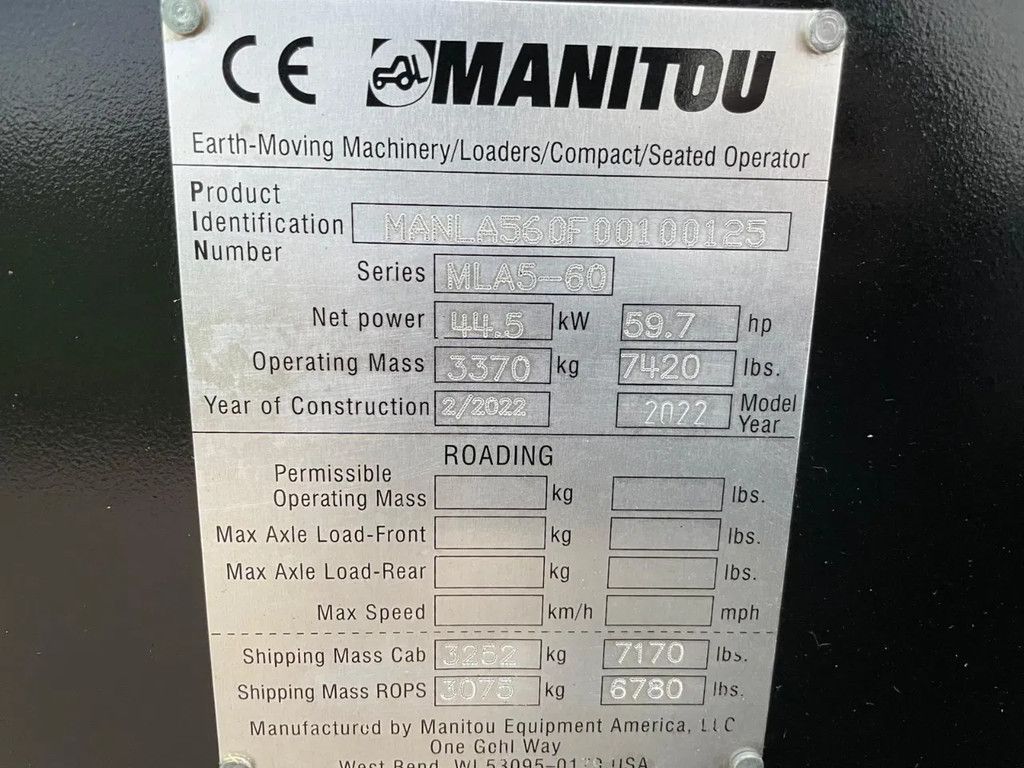 Manitou MLA 5-60 H-Z Shovel Loader