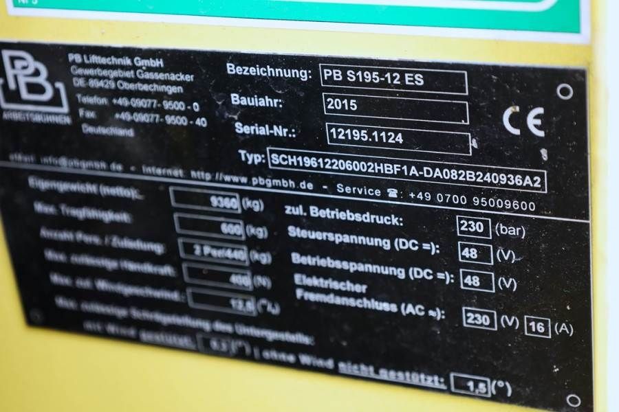 PB LIFT S195-12ES Electric, 19.6m Working Height, 700