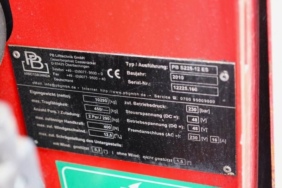 PB LIFT S225-12ES Electric, 22.5m Working Height, 450