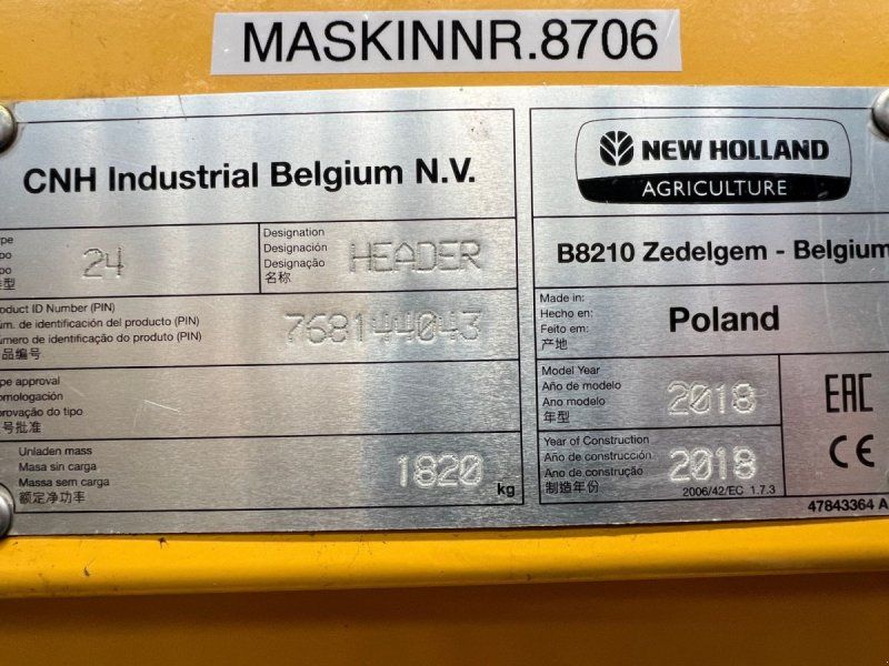 New Holland 24 fod skærebord Std skærebord årg.  med vogn