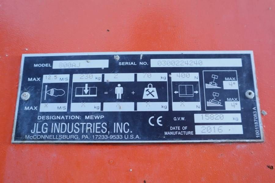 JLG 800AJ Diesel, 4x4 Drive, 26.5m Working Height, 15.