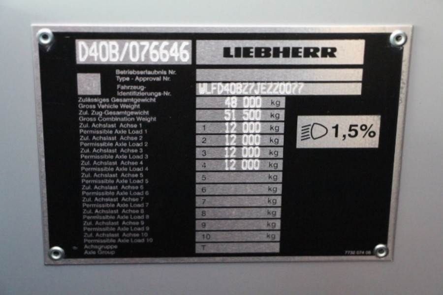 Liebherr MK88 Plus Valid Inspection, 45 m Flight, 8t Cap, P