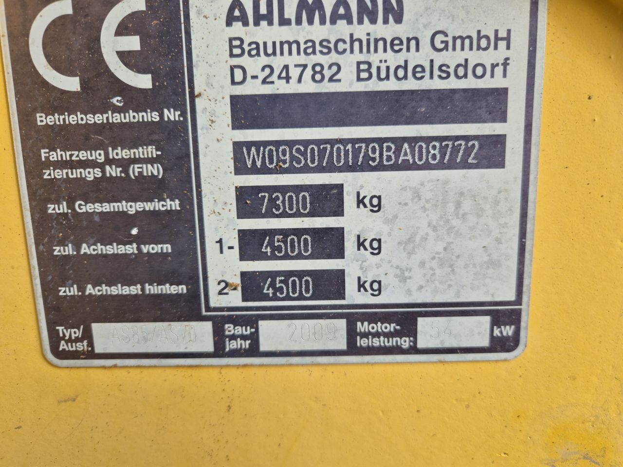 AHLMANN AS85 loader with weight of 7300 kgs