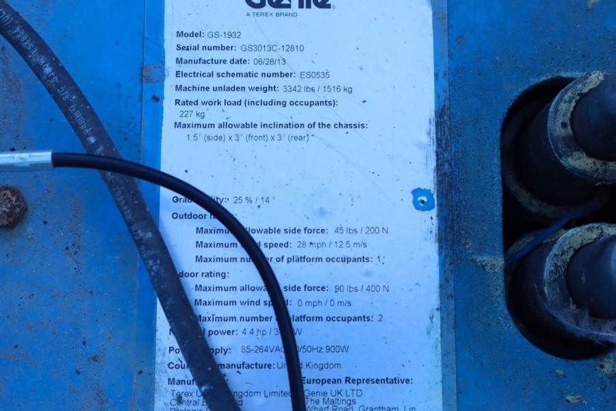 Genie GS1932 Electric, Working Height 7.8 m, 227kg Capac