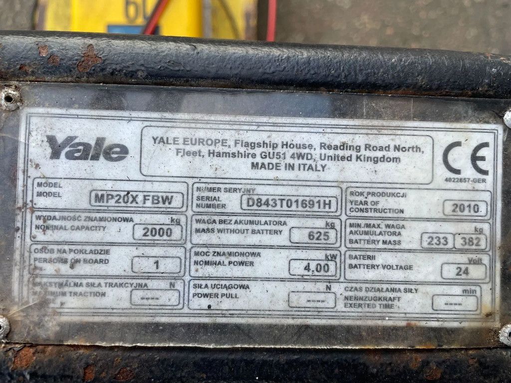 Yale MP20X FBW orderpicker