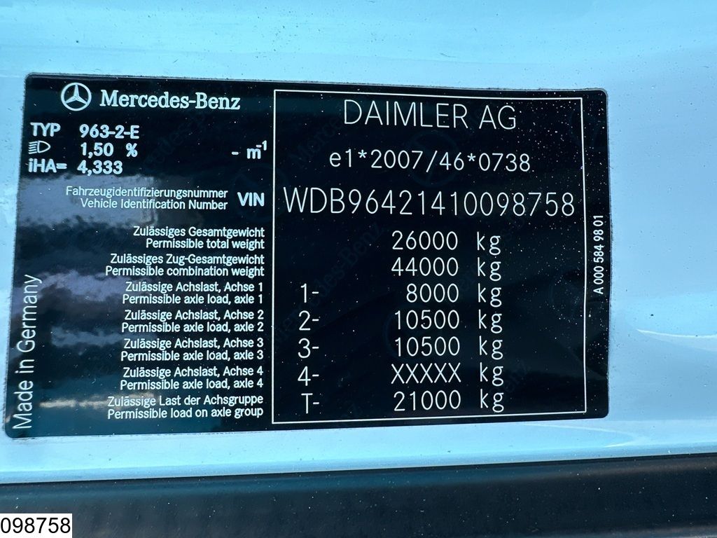 Mercedes Arocs 2640 6X4, EURO 6, Retarder, Palfinger