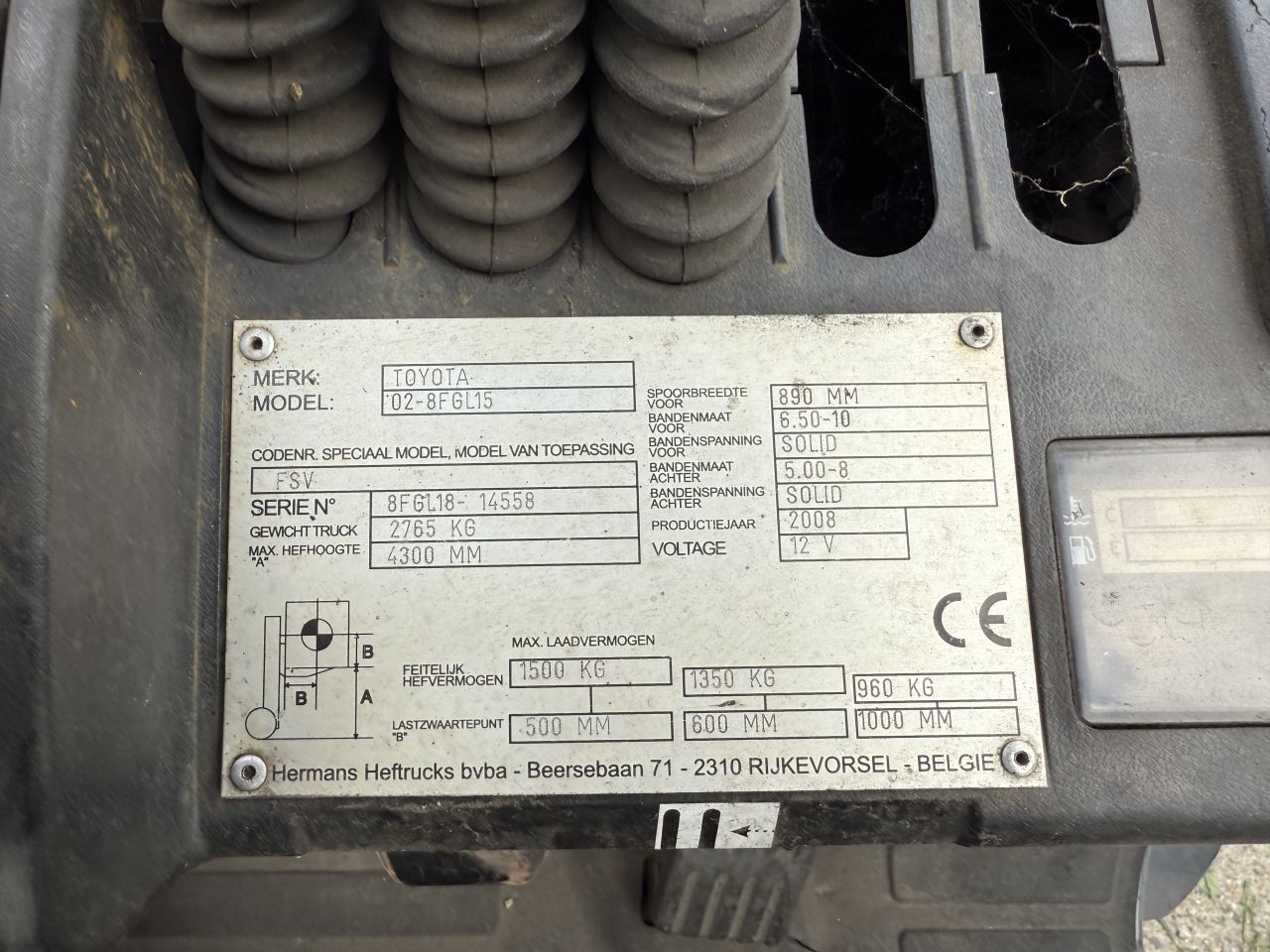 Toyota 1500KG LPG heftruck triplex 4.7M Freelift Sideshift