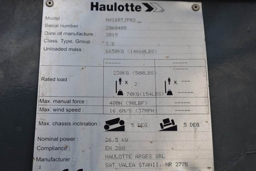 Haulotte HA16RTJ PRO Diesel, 4x4x4 Drive, 16 m Working Heig