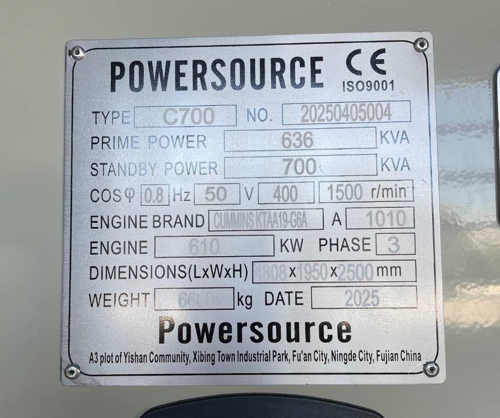 Cummins KTAA19-G6A - 700 kVA Generator - DPX-19848