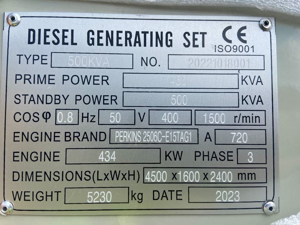 Perkins 2506C-E15TAG1 - 500kVA Surplus genset- DPX-19813-6