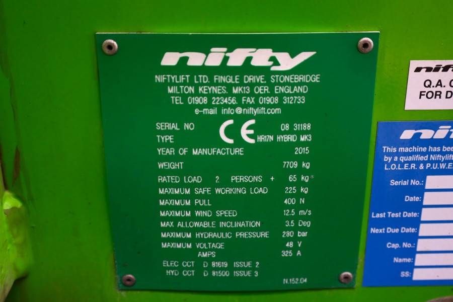 Niftylift HR17N Hybrid MK3 Hybrid Battery & Diesel, 17m Work
