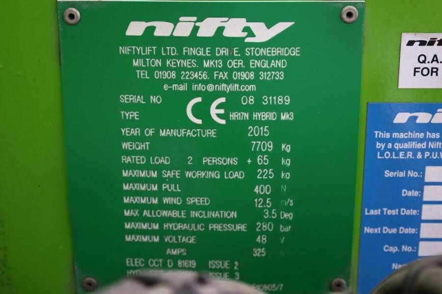 Niftylift HR17N Hybrid MK3 Hybrid Battery & Diesel, 17m Work