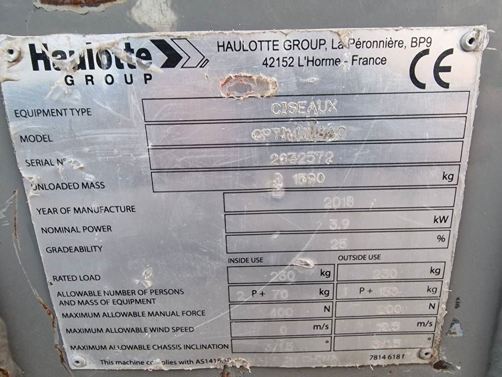 Haulotte Optimum 8ac elektrische schaarhoogwerker schaarlif
