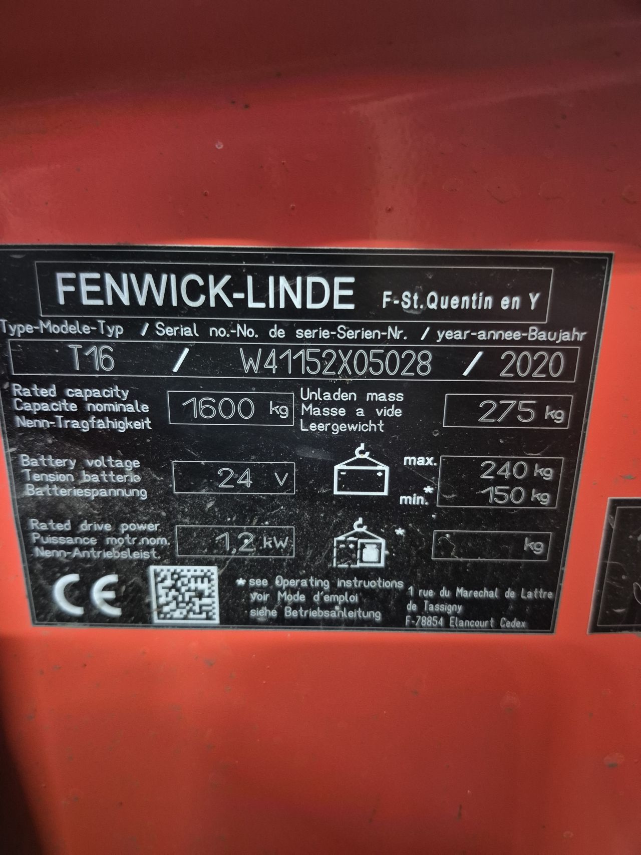 Linde T16 2793 uur bj 2020 accu bj 2024