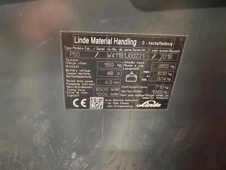 Elektroschlepper Linde P60 Electric 6000kg 2018