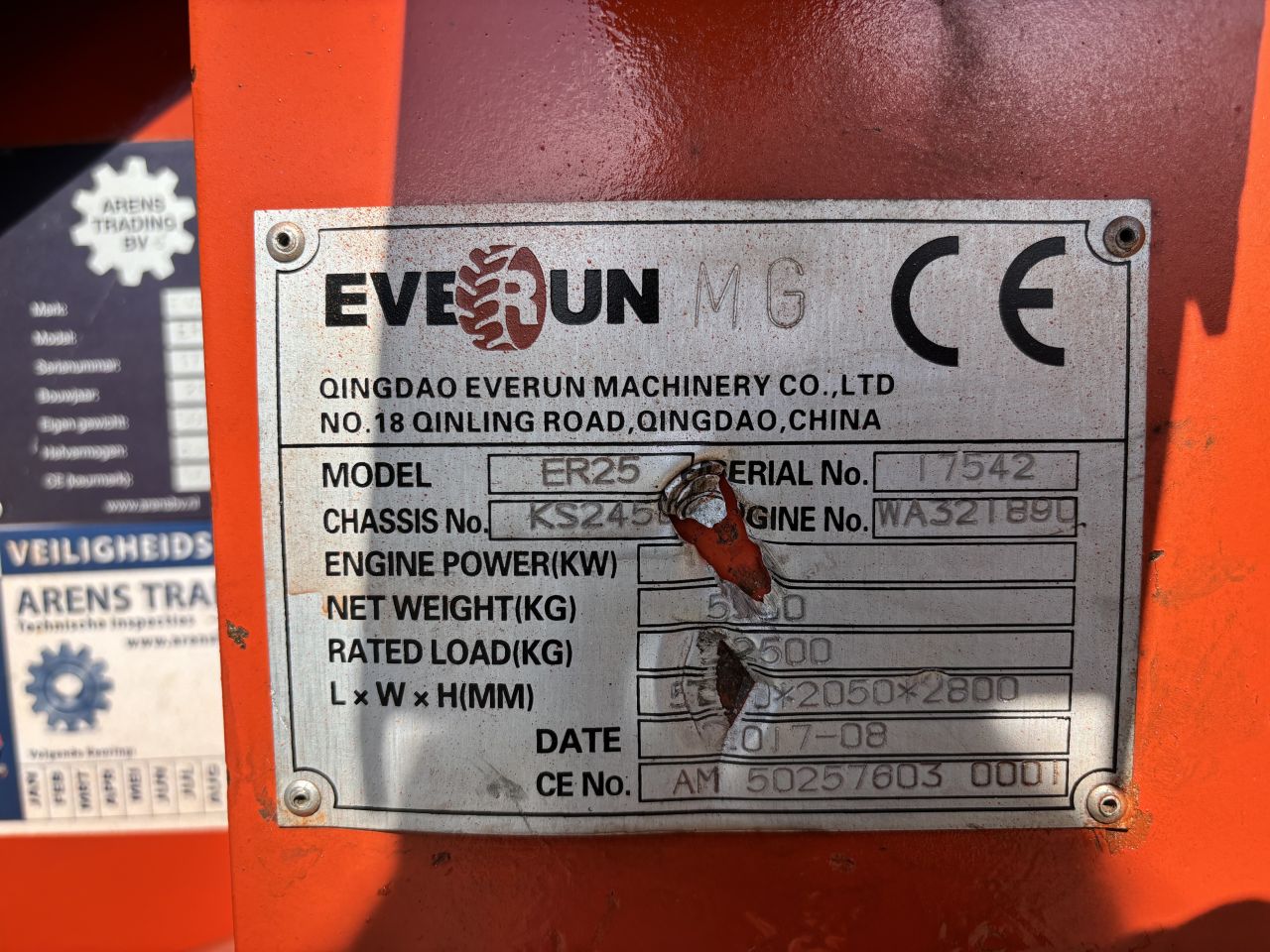 EVERUN ER25 wiellader 2500 kg hefvermogen
