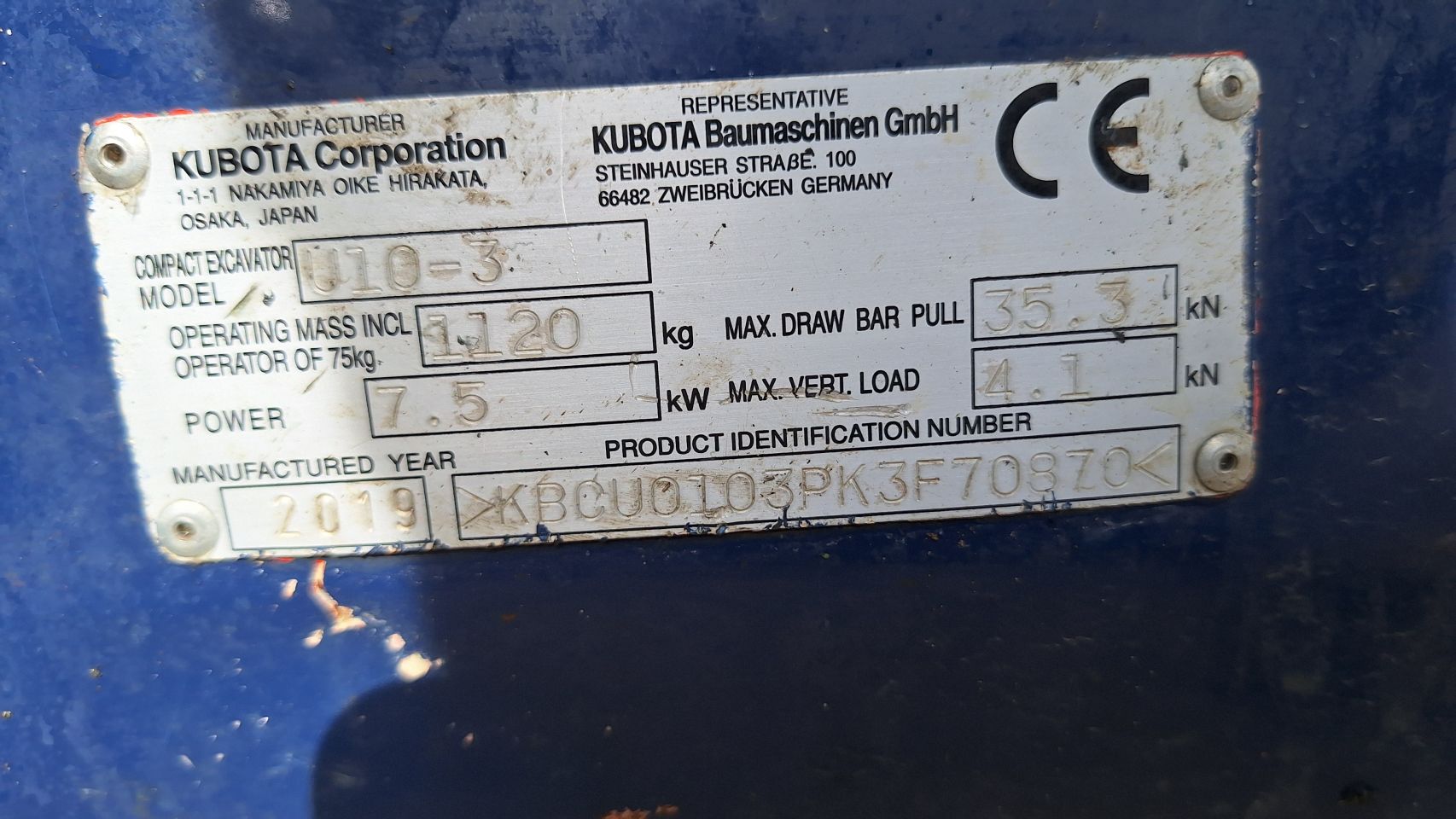 Kubota U10-3 Servo 883 uur!!!(2019
