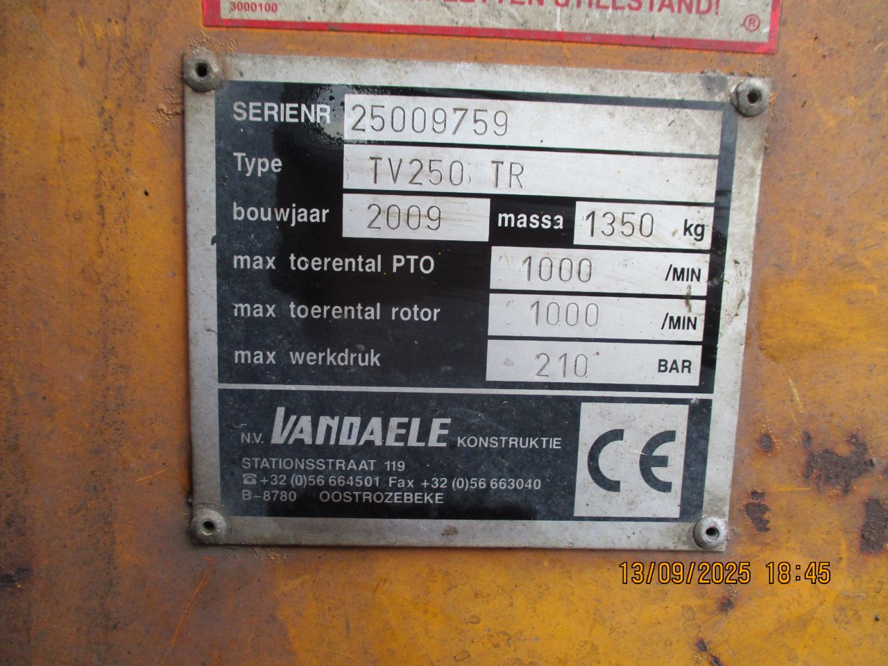 Vandaele tv 250 en tv250tr takkenhakselaars
