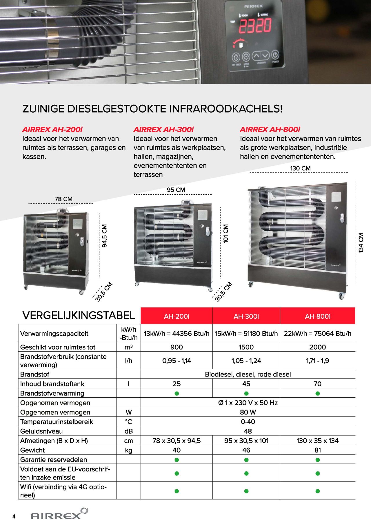 AIRREX Infrarood dieselkachels terrasverwarming