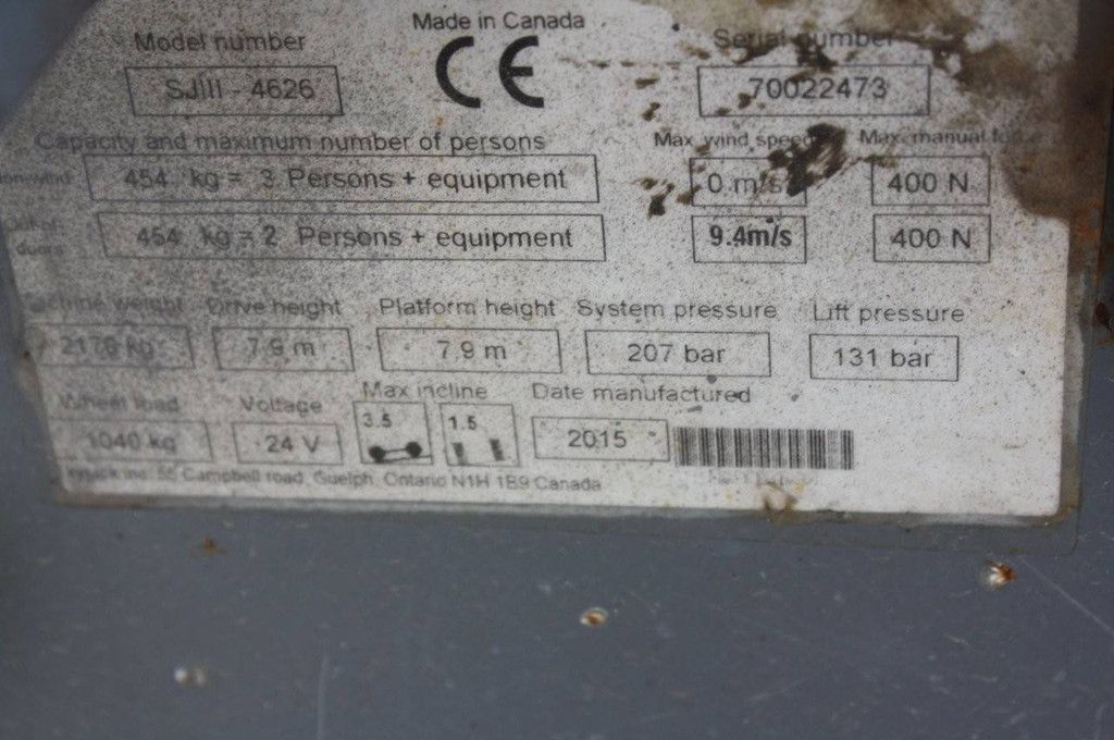 Scherenhebebühne SJIII4626 elektrisch 9,9 m 2015