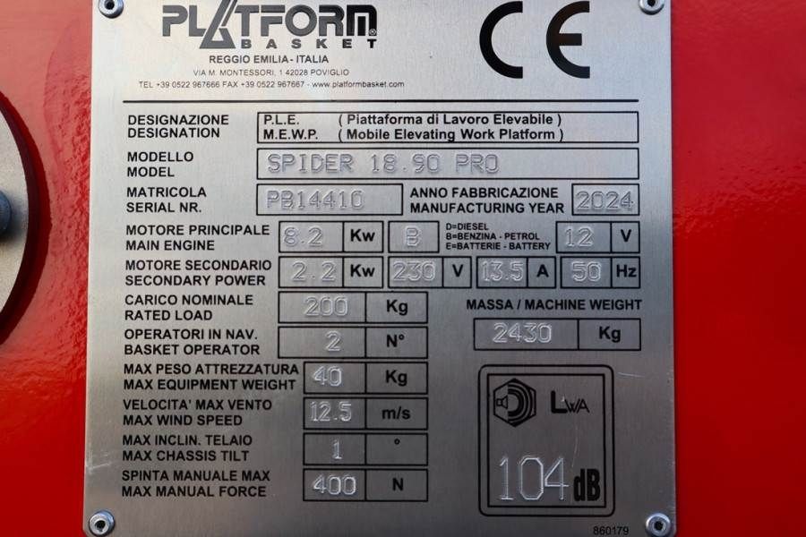 PLATFORM BAS Spider 18.90 PRO CE Declaration, Vali