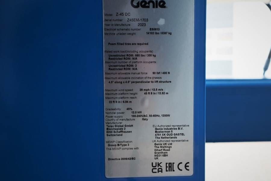 Genie Z45-DC Valid inspection, *Guarantee, Fully Electri
