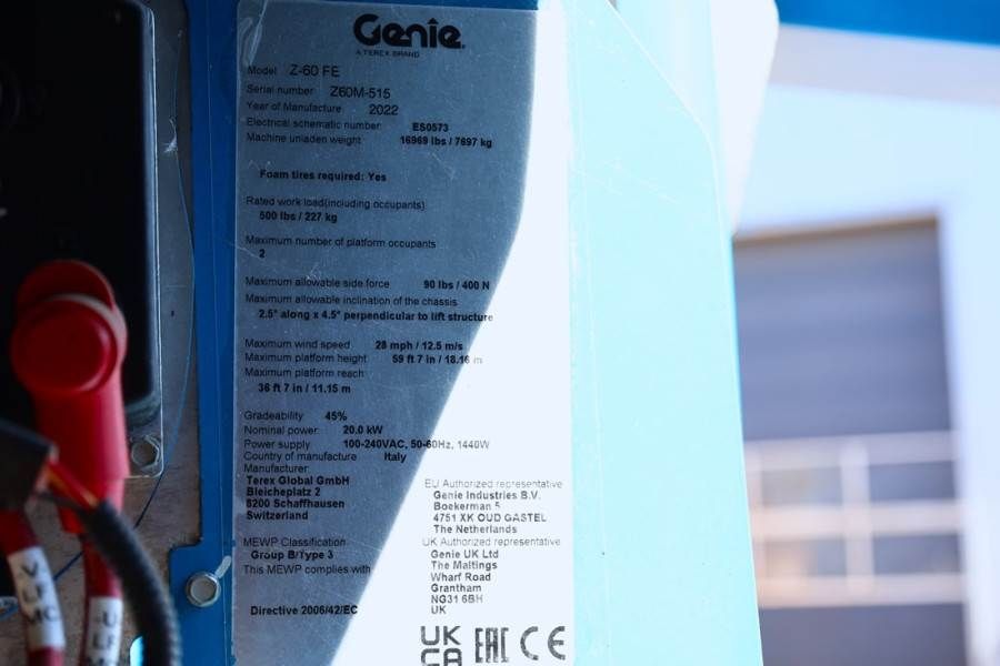 Genie Z60/37FE Guarantee! Hybrid, 4x4 Drive, 20m Working