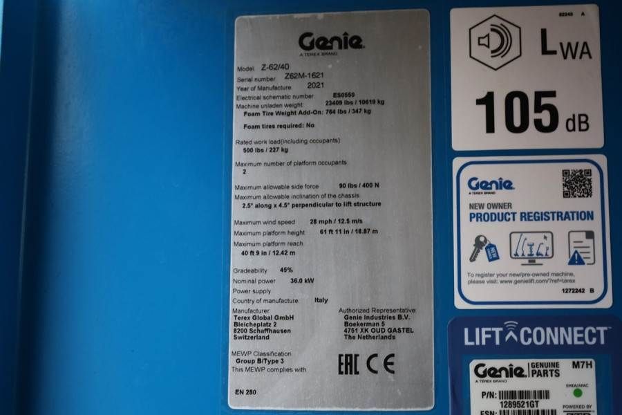 Genie Z-62/40 GUARANTEE, Diesel, 4x4 Drive, 21m Working