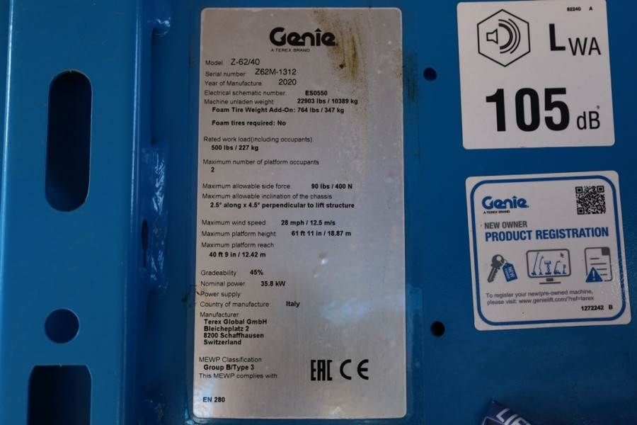 Genie Z62/40 Diesel, 4x4 Drive, 20.9 m Working Height, 1
