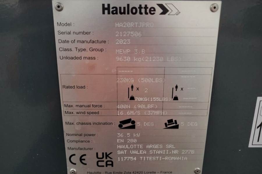 Haulotte HA20RTJ Pro Valid inspection, *Guarantee! 20.6 m W