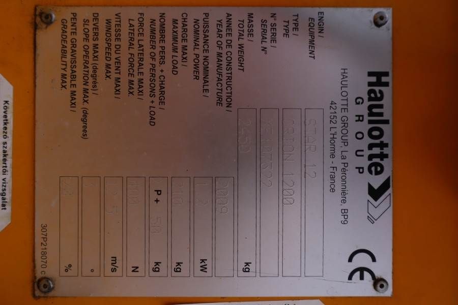 Haulotte STAR 12 Electric, 12m Working Height, 3m Reach, 21