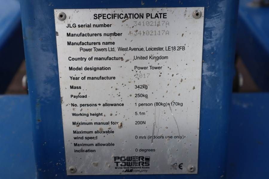 JLG Power Tower Electric, 5.10m Working Height, 250kg