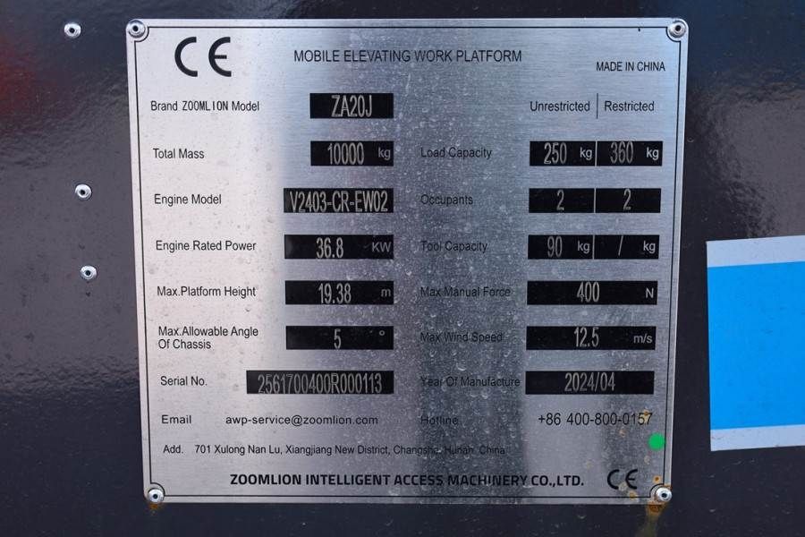 Zoomlion ZA20J NEW / UNUSED, Valid Inspection, *Guarantee!