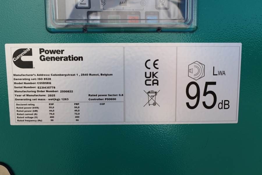 Cummins C55D5EQ Declaration of Conformity, Diesel, 55kVA,