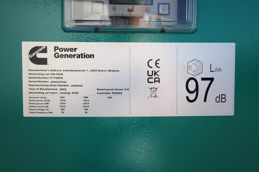 Cummins C170D5Q Declaration of Conformity, Diesel, 170kVA,