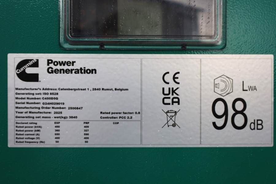 Cummins C450D5Q Declaration of Conformity, Diesel, 450kVA,